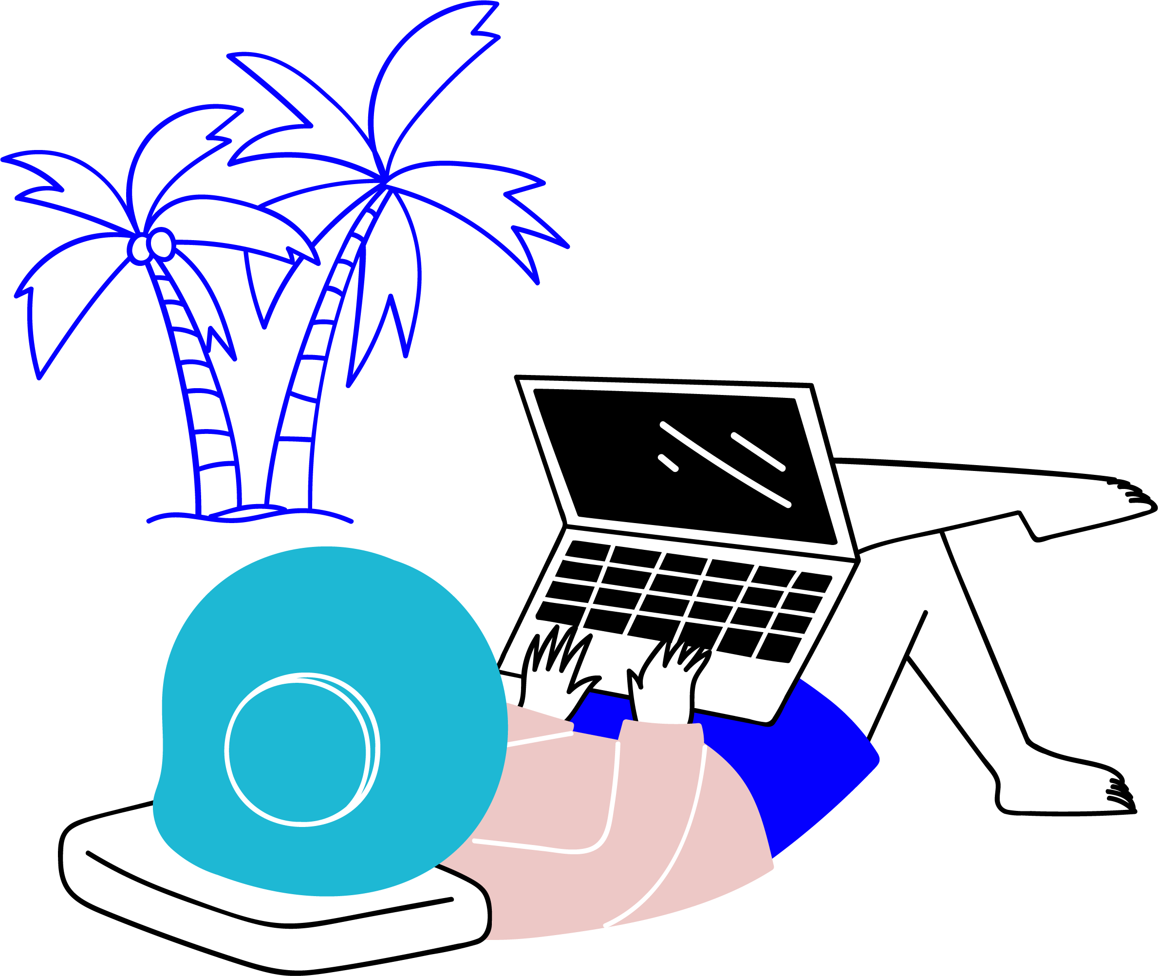 リゾートでパソコンを開く人のアイコン