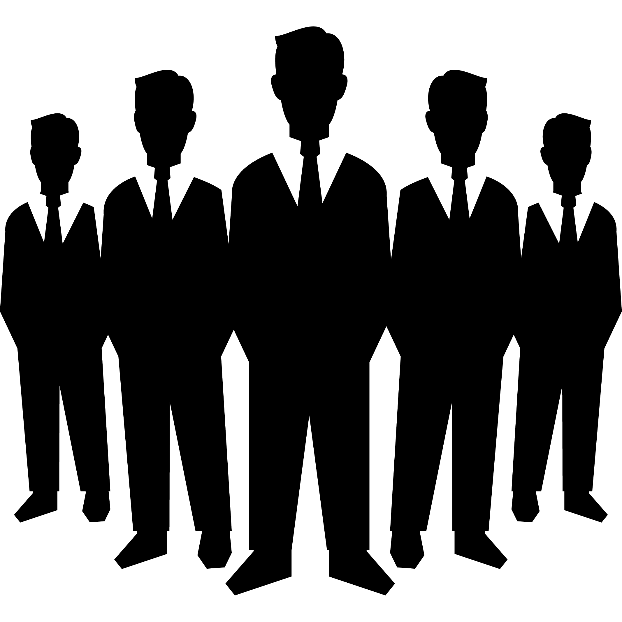 スーツの男性が5人立ち並ぶアイコン